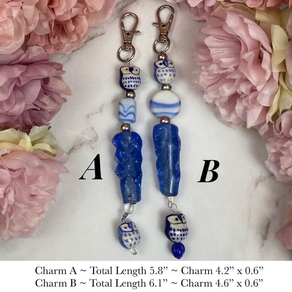 Beaded Blue Owl Purse Charm Bag Accessory - Picture 16 of 16